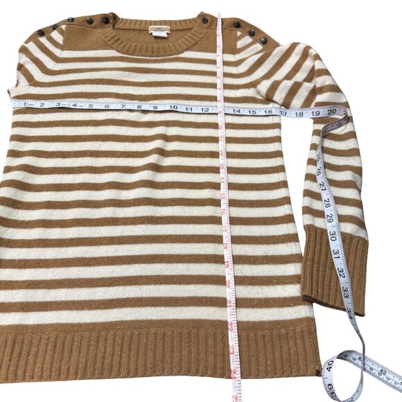 J. Crew Collection Womens Brown/Cream Cashmere Striped Long Sleeve Sweater S - Picture 6 of 7